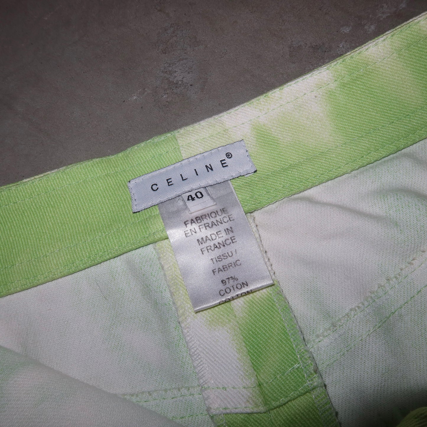 Celine SS2000 Green Tie Dye Denim Skirt