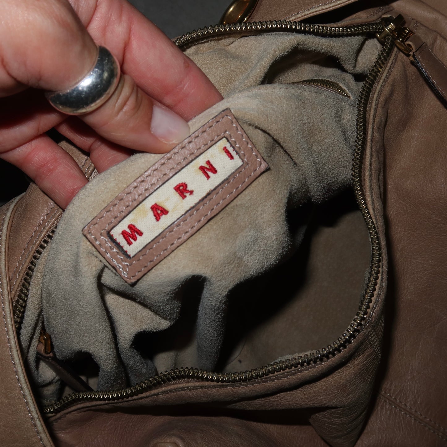 Marni Beige and Gold Grommet Bag