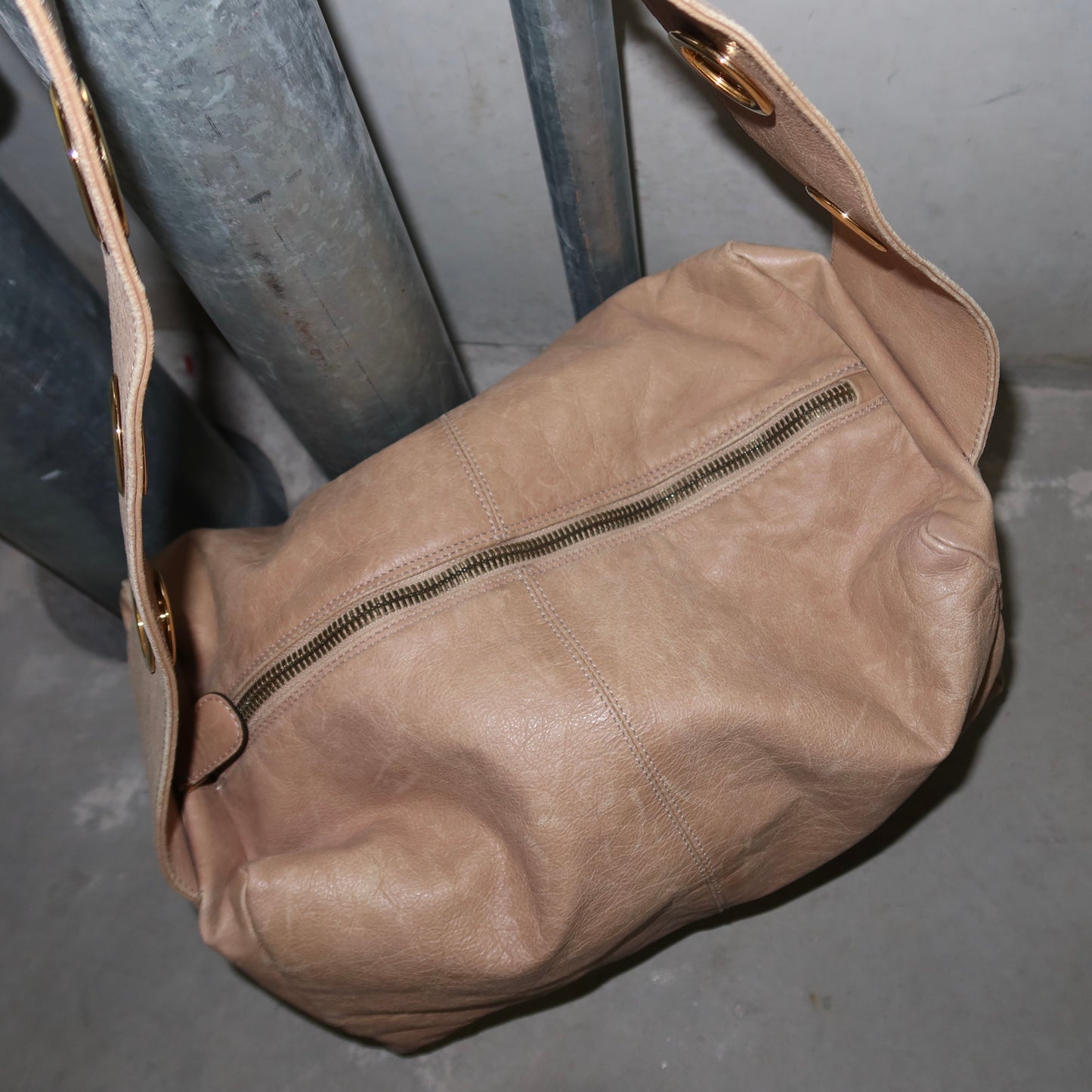 Marni Beige and Gold Grommet Bag