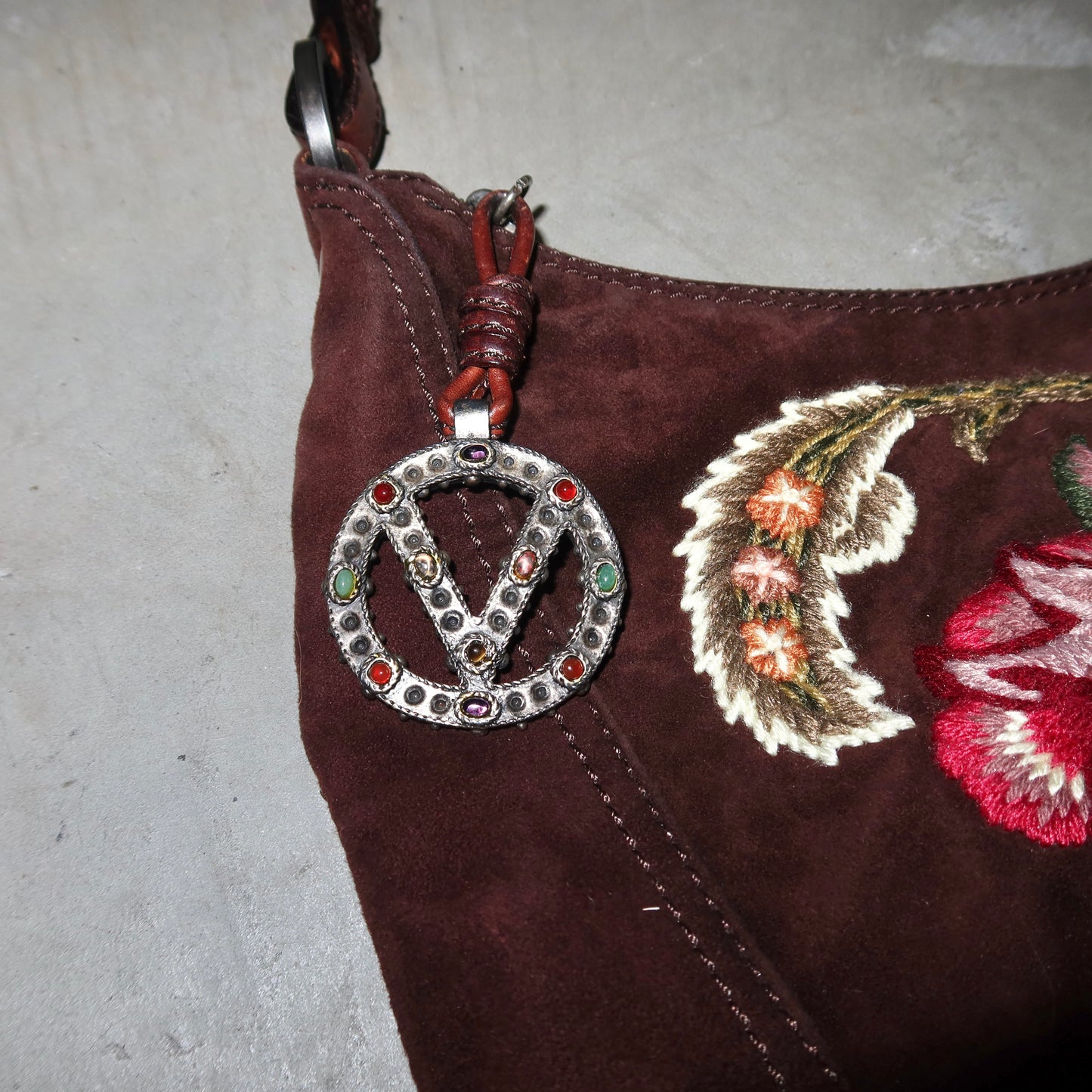 Valentino Suede Embroidered Bag
