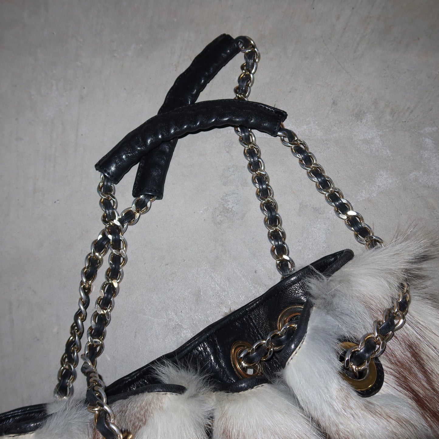 Vintage Italian White Fox Fur Bag