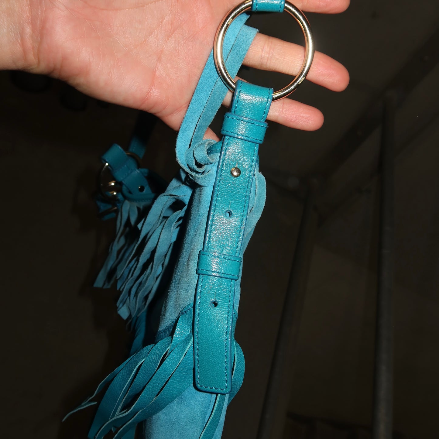 YSL Blue Suede Fringe Bag