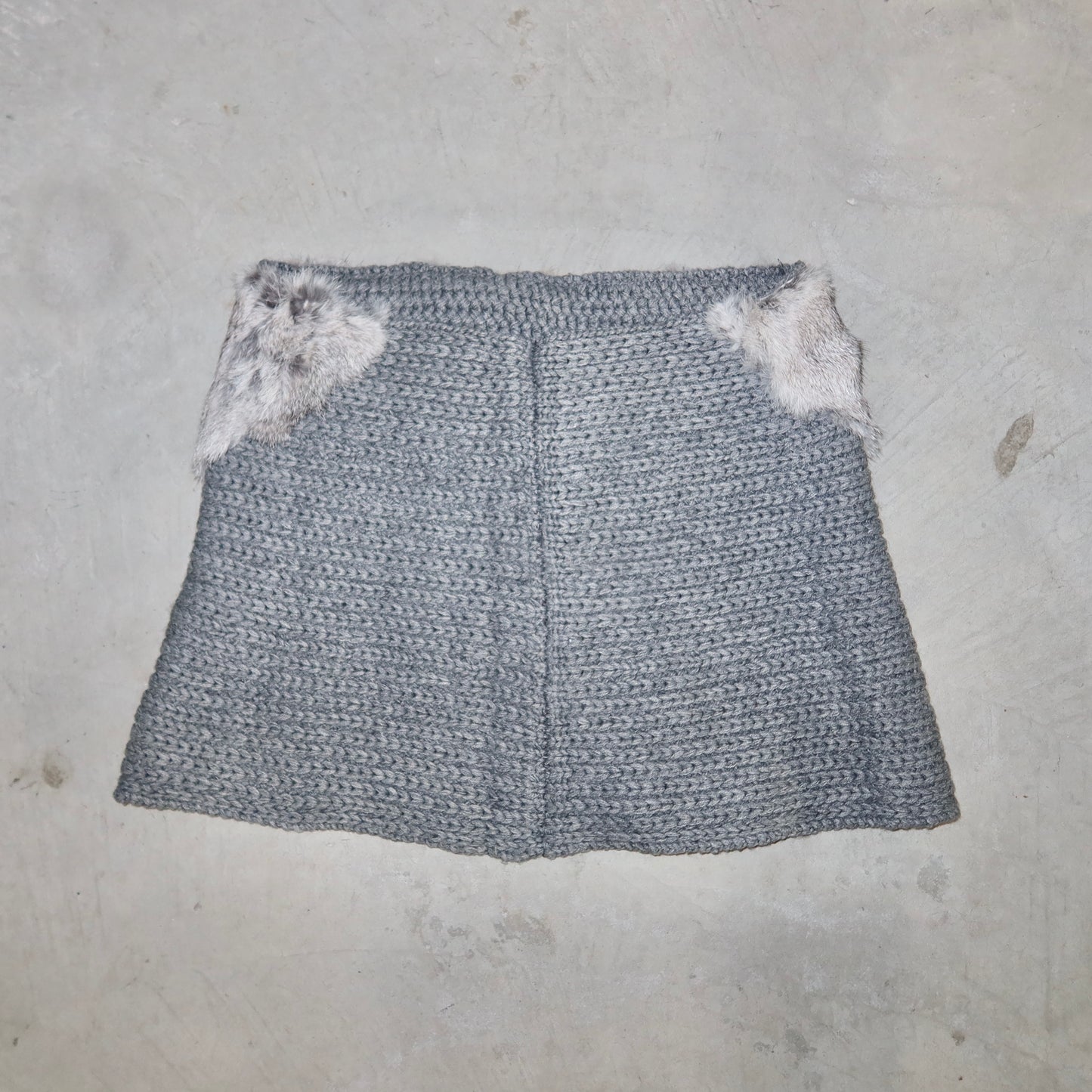 Vintage Cable Knit and Rabbit Fur Skirt
