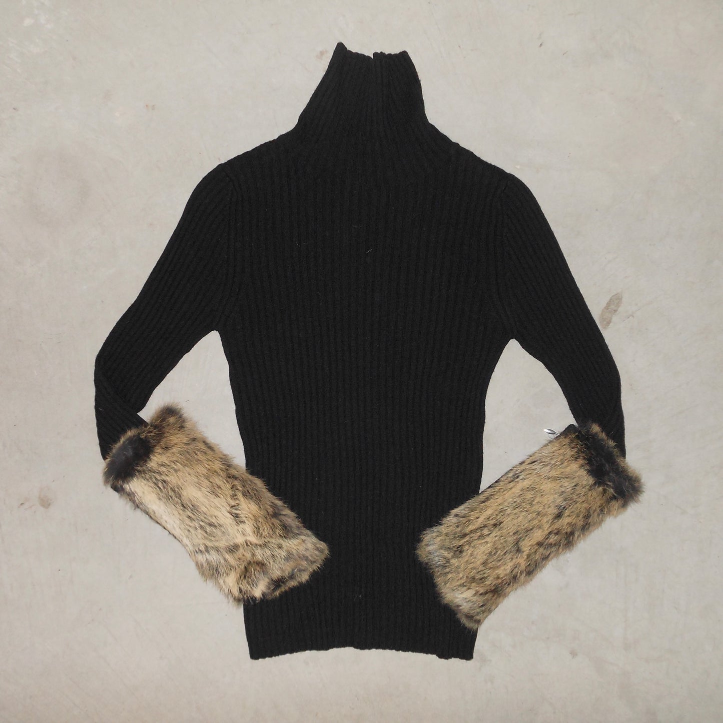 Jean Paul Gaultier Turtle Neck with Rabbit Fur Cuffs
