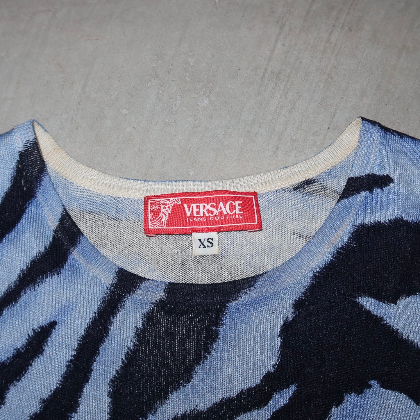 Versace Blue Tiger Print Knit Tank