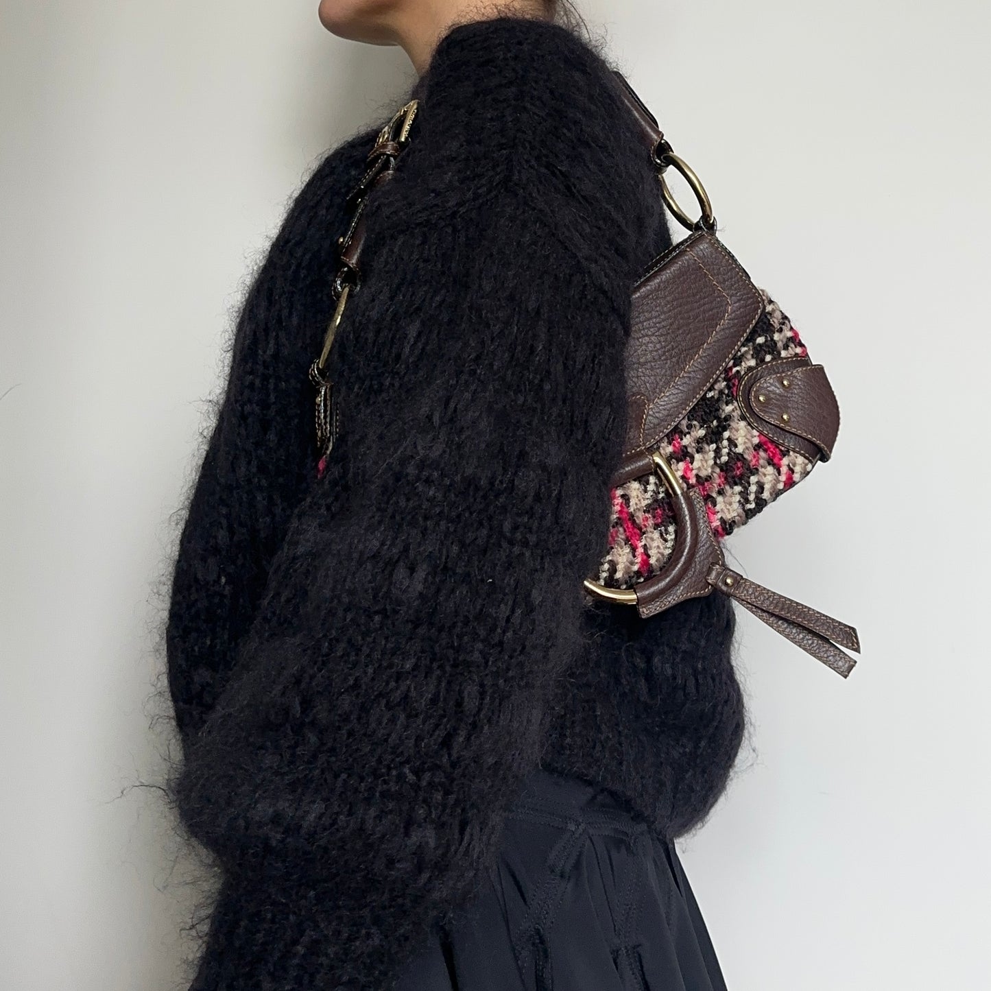 Dolce & Gabbana Large Tweed and Leather Flap Front Handbag