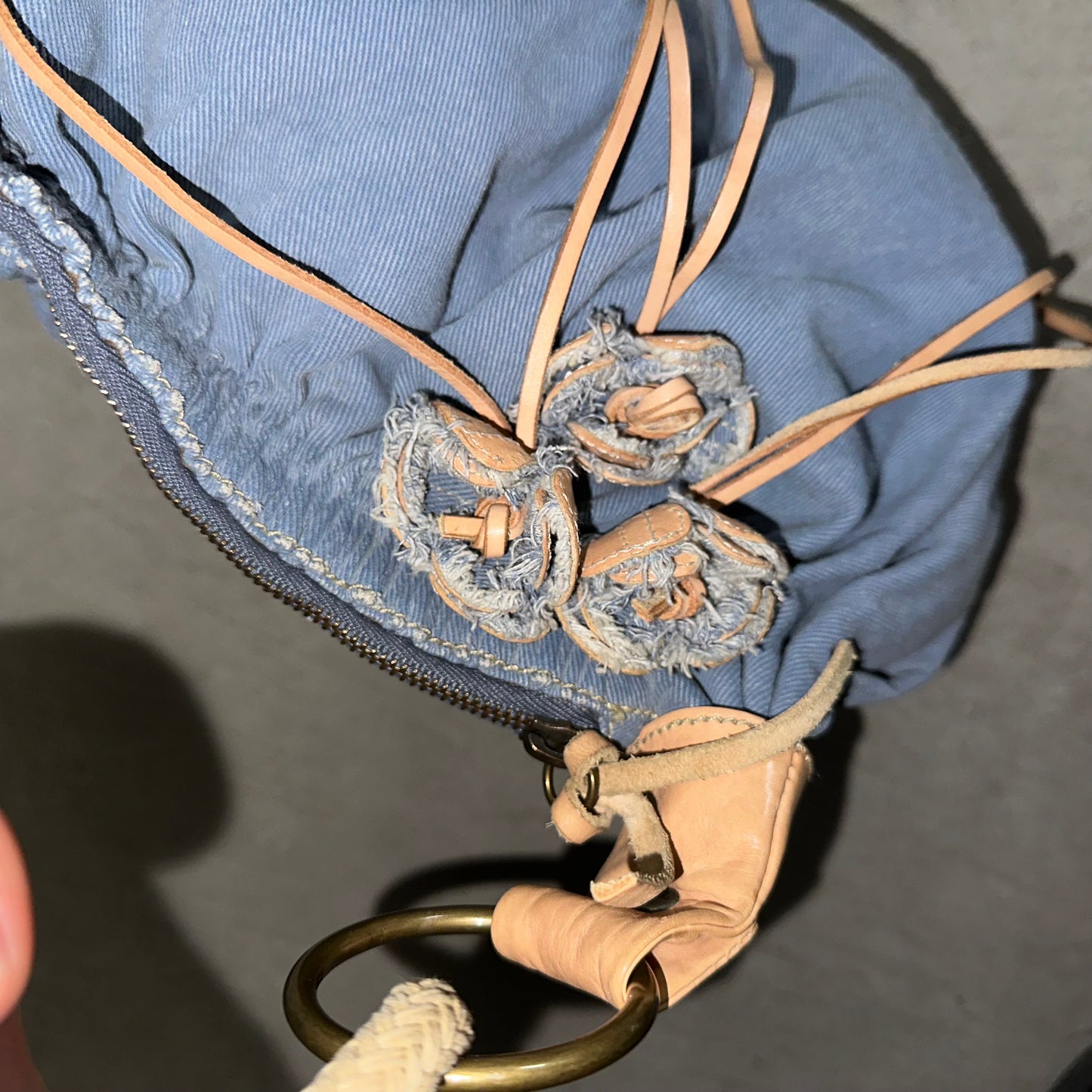 Miu Miu Denim Bag with Flower Appliqué