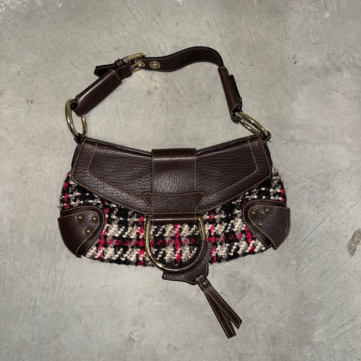 Dolce & Gabbana Large Tweed and Leather Flap Front Handbag