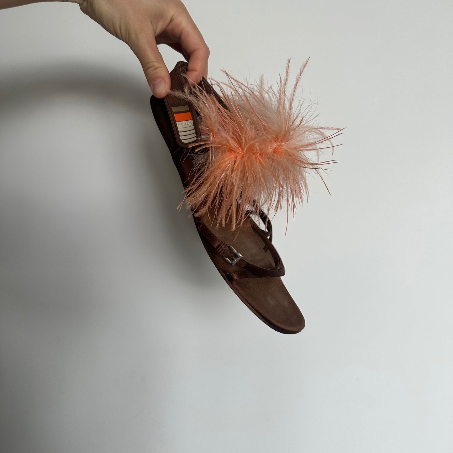 Prada SS17 Feather Trim Flat Sandals (40)
