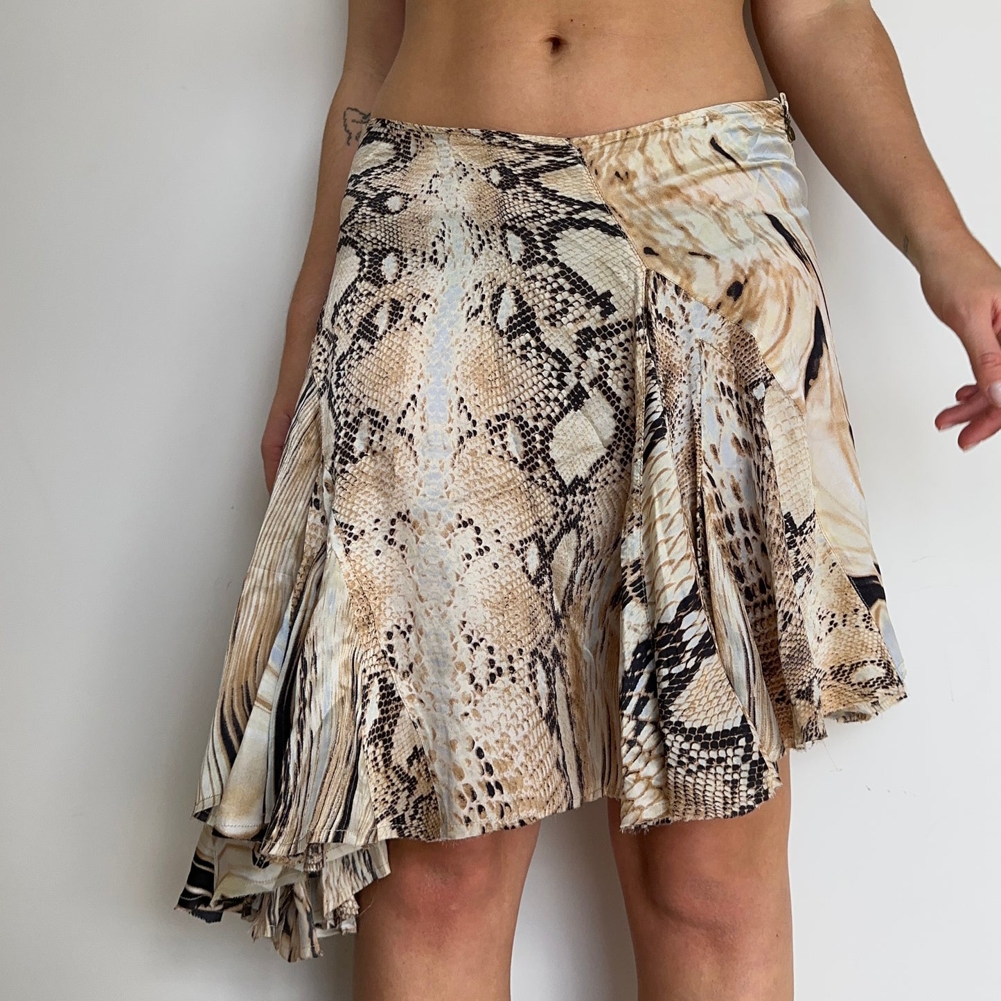 Just Cavalli Silk Snake Print Skirt