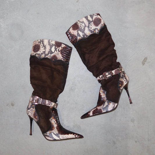 El Dante’s Suede and Snakeskin Cowboy Boots (40)