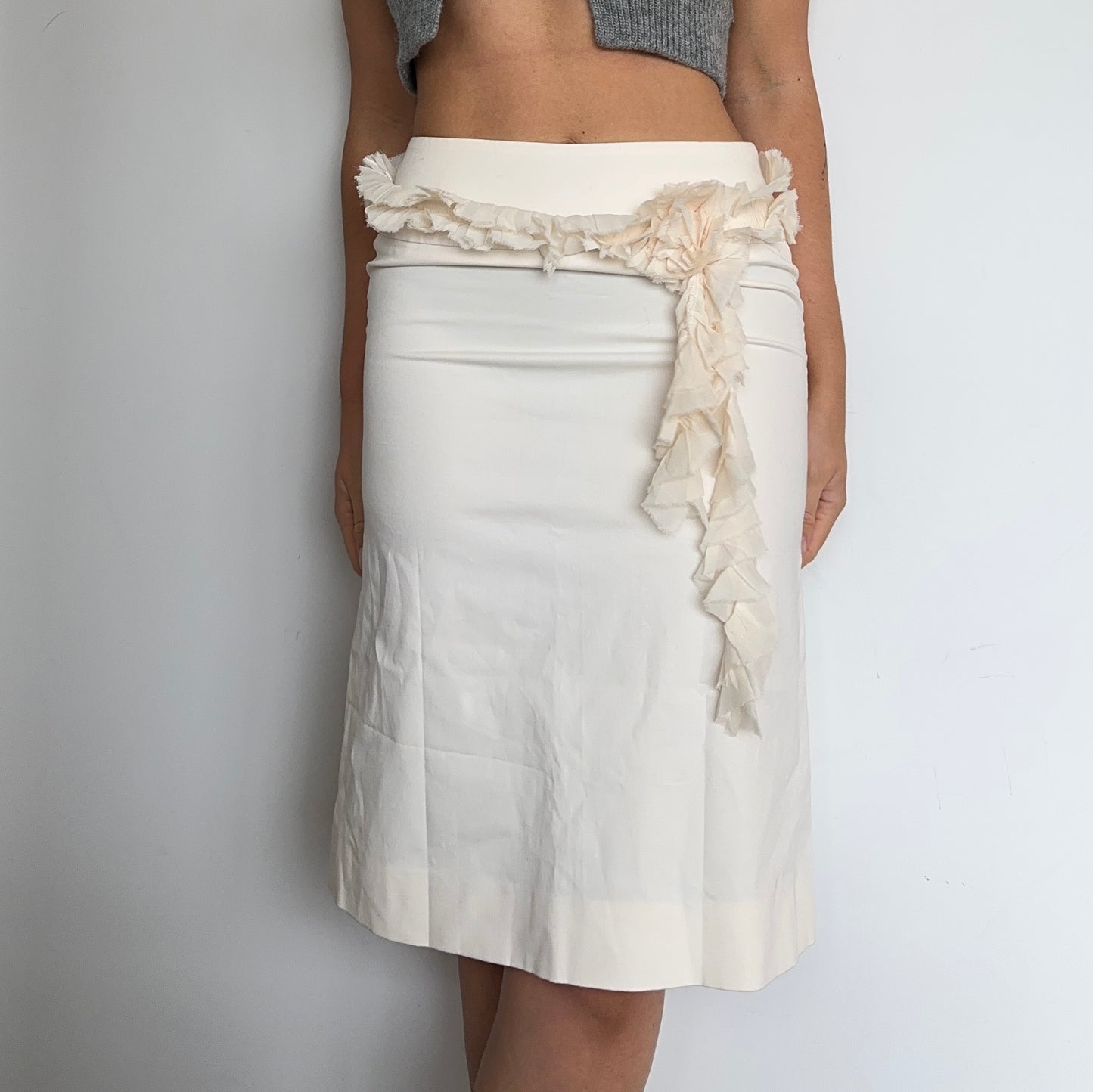 Chloé SS2002 White Ruffle Skirt