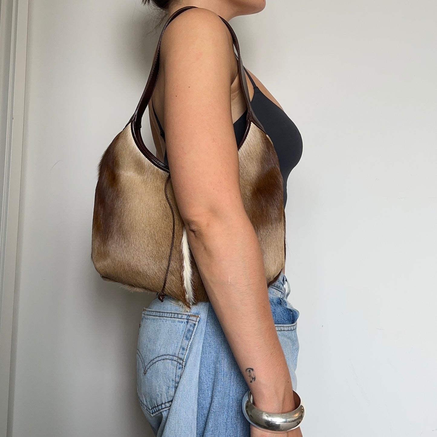 Vintage Italian Real Gazelle Fur Hobo Bag