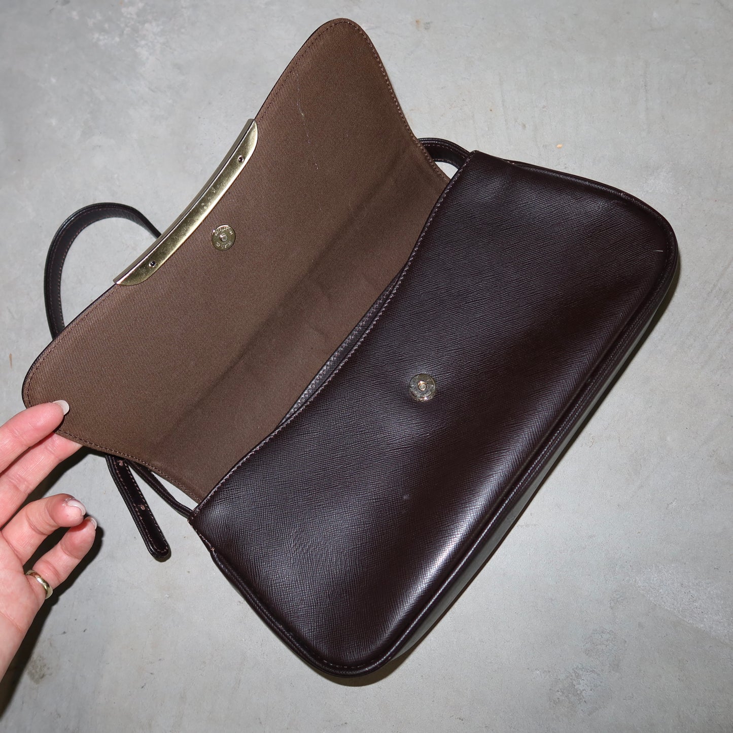 Sonia Rykiel Brown Leather Diamanté Logo Shoulder Bag