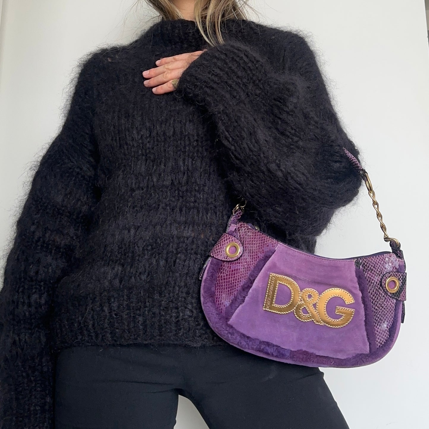D&G Purple Shearling & Snakeskin Bag