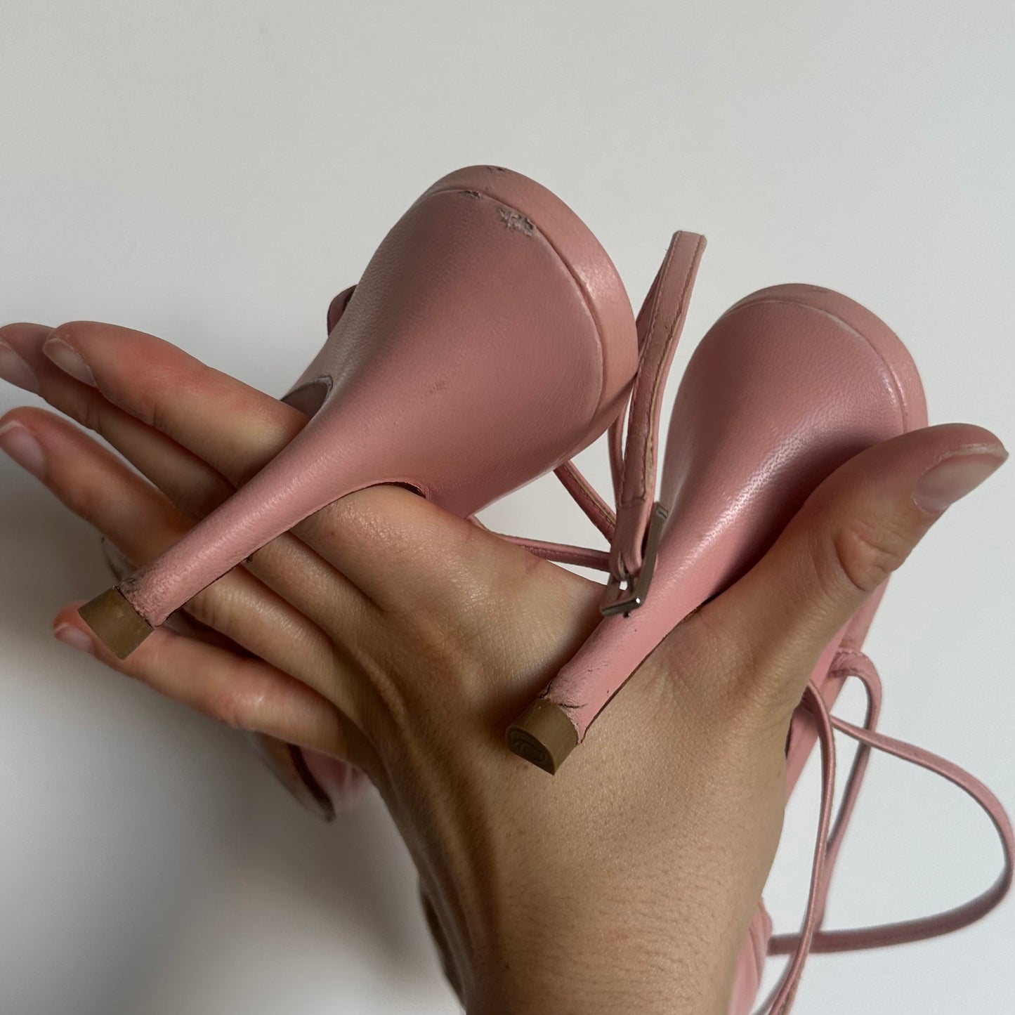 Chanel Baby Pink Peep Toe Heels (38)