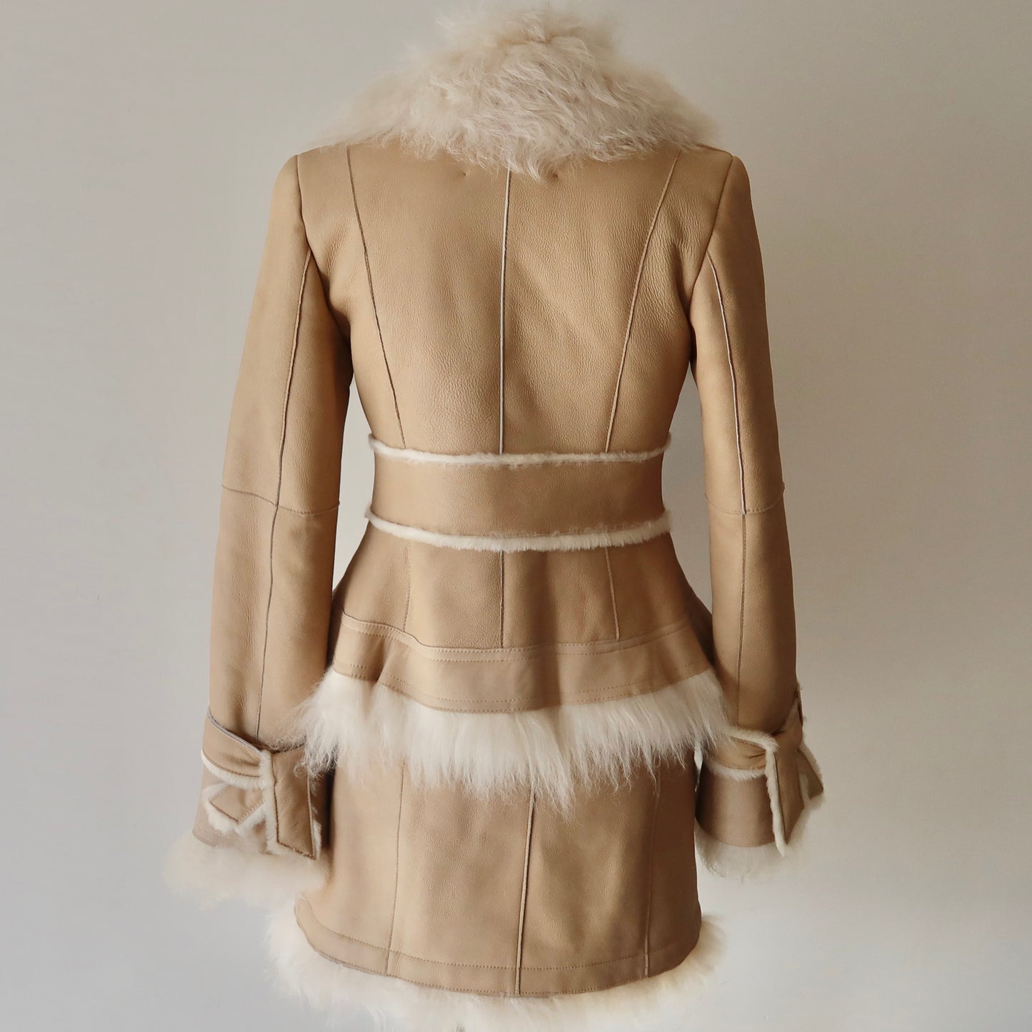 Burberry Shearling Coat and Skirt Set