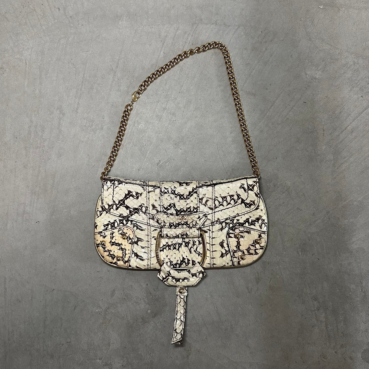 Dolce & Gabbana Python Flap Front Shoulder Bag