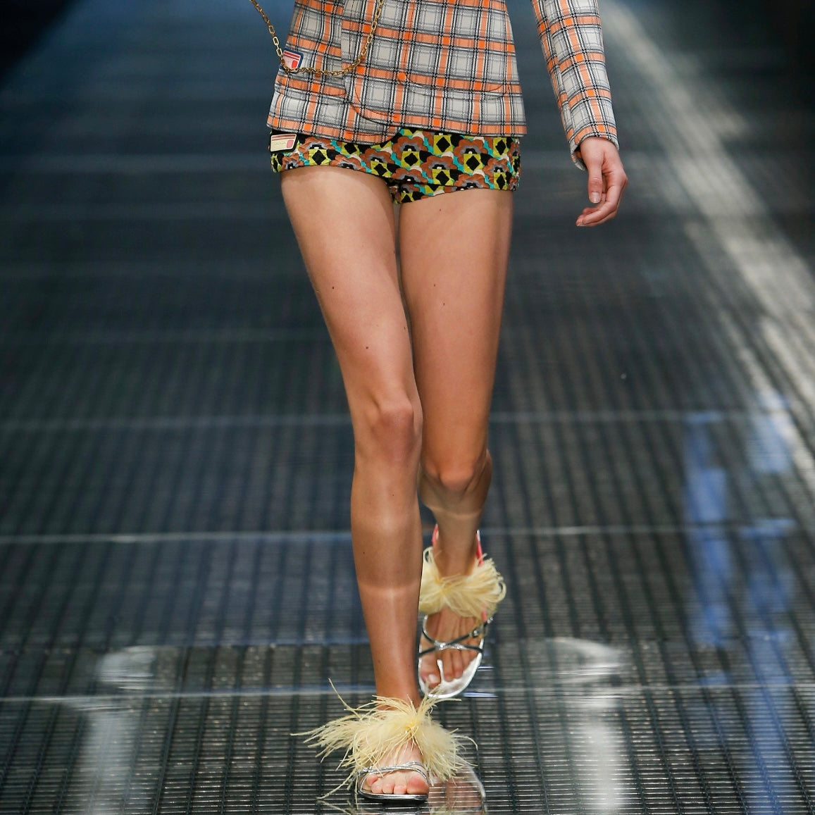 Prada SS17 Feather Trim Flat Sandals (40)