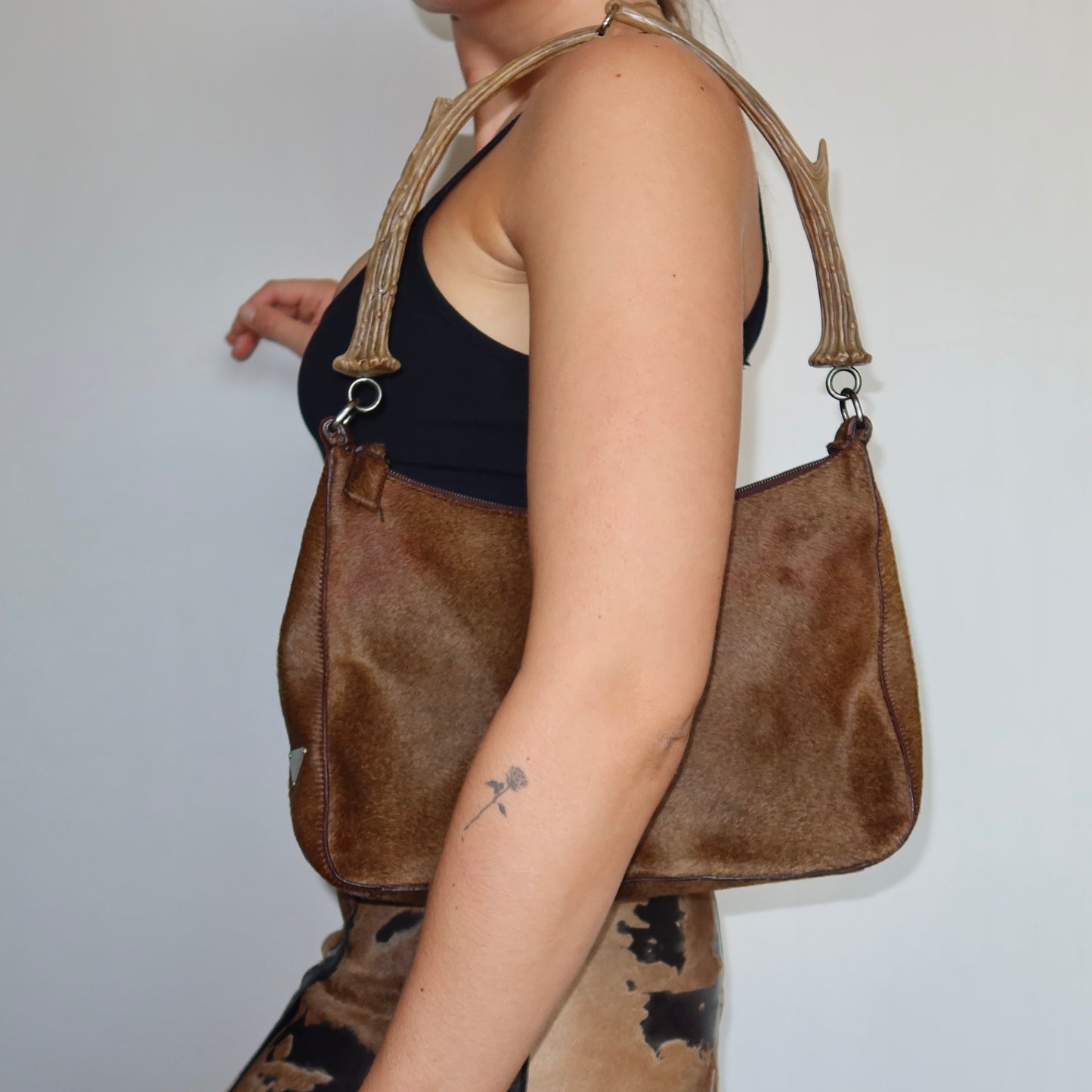 Prada Deer Hide and Faux Deer Horn Bag