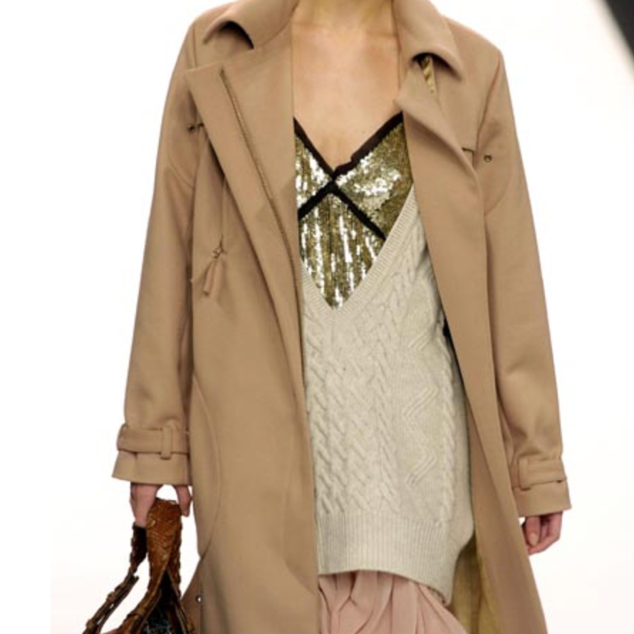 Chloé AW2004 Cable Knit Deep V Jumper