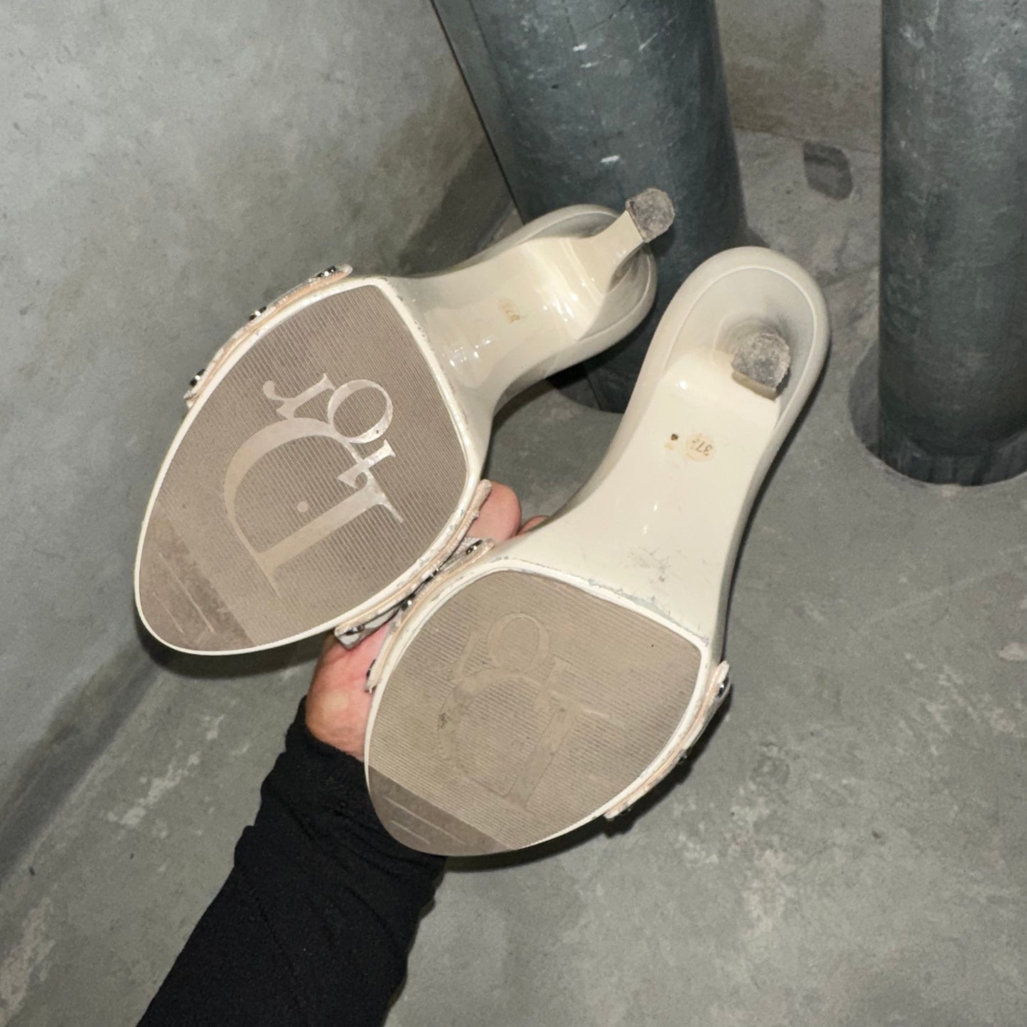 Dior Embroidered Trotter Heels (37.5)
