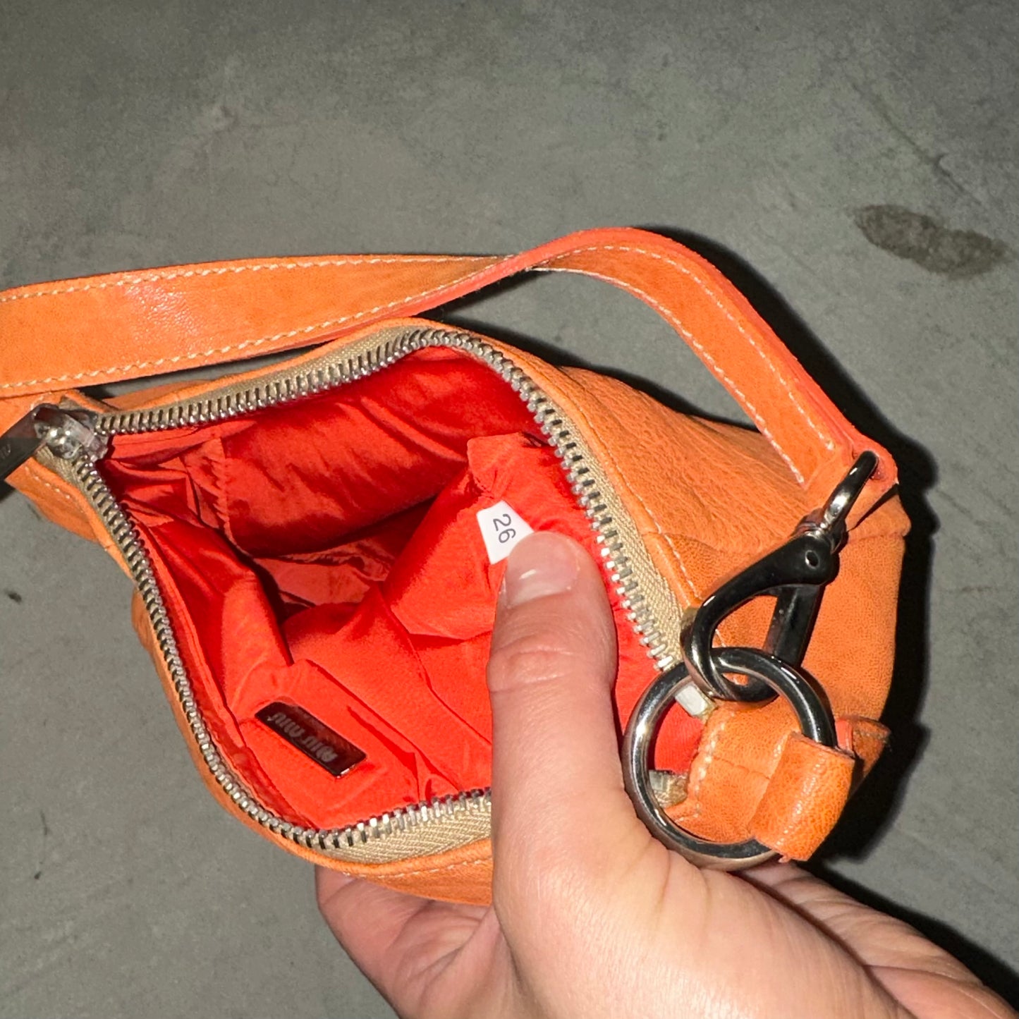 Miu Miu Mini Orange Clasp Hook Bag