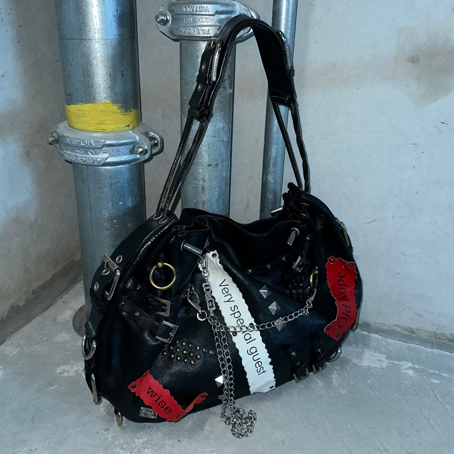 Dolce & Gabbana Rare SS2003 Leather Buckles and Chains Bag