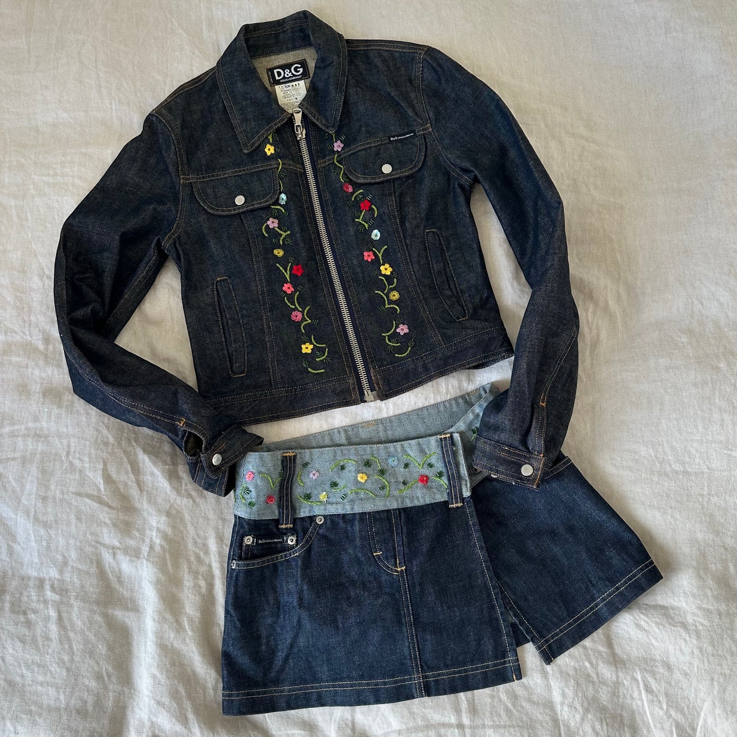 D&G Beaded Floral Denim Set