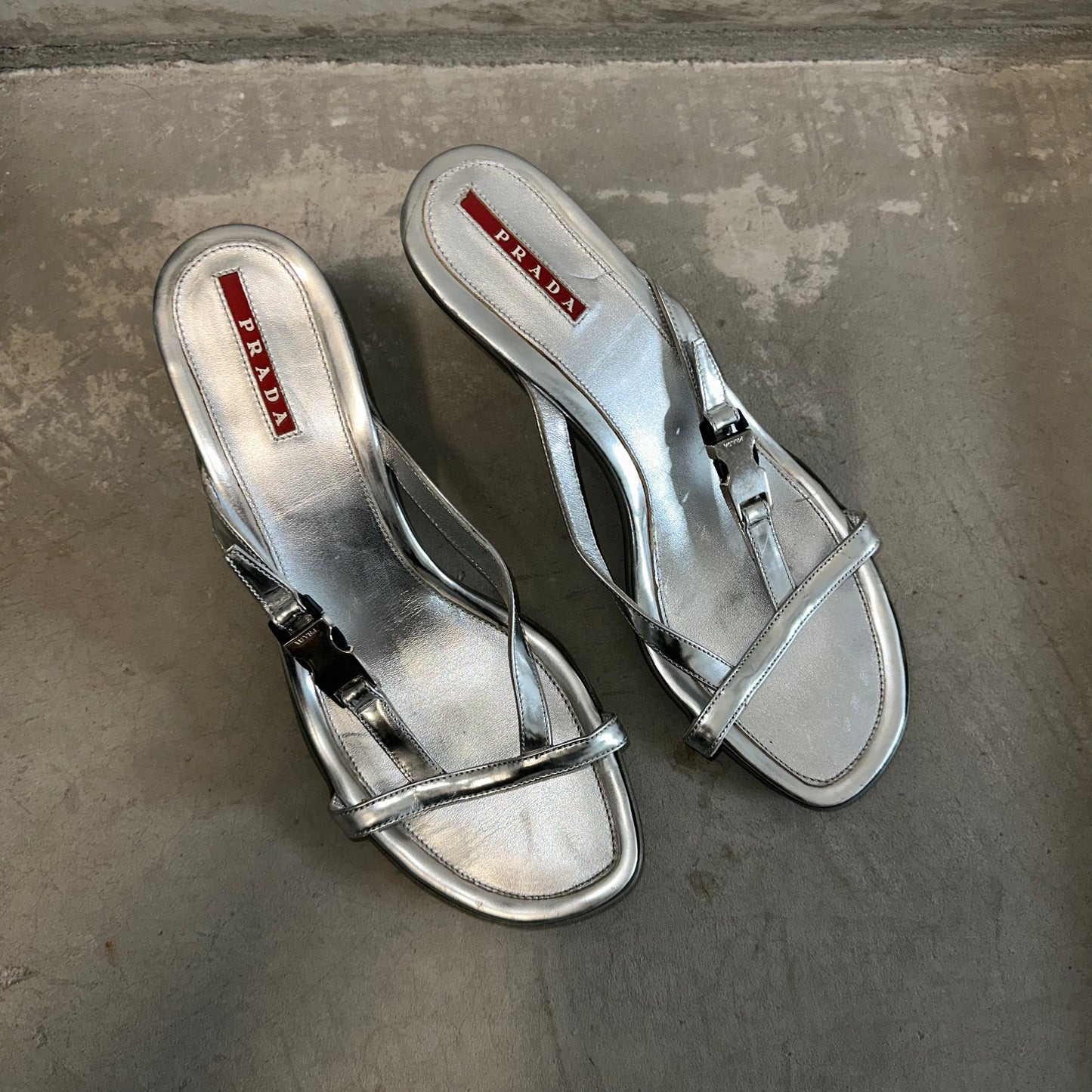 Prada Silver Buckle Heels (39.5)