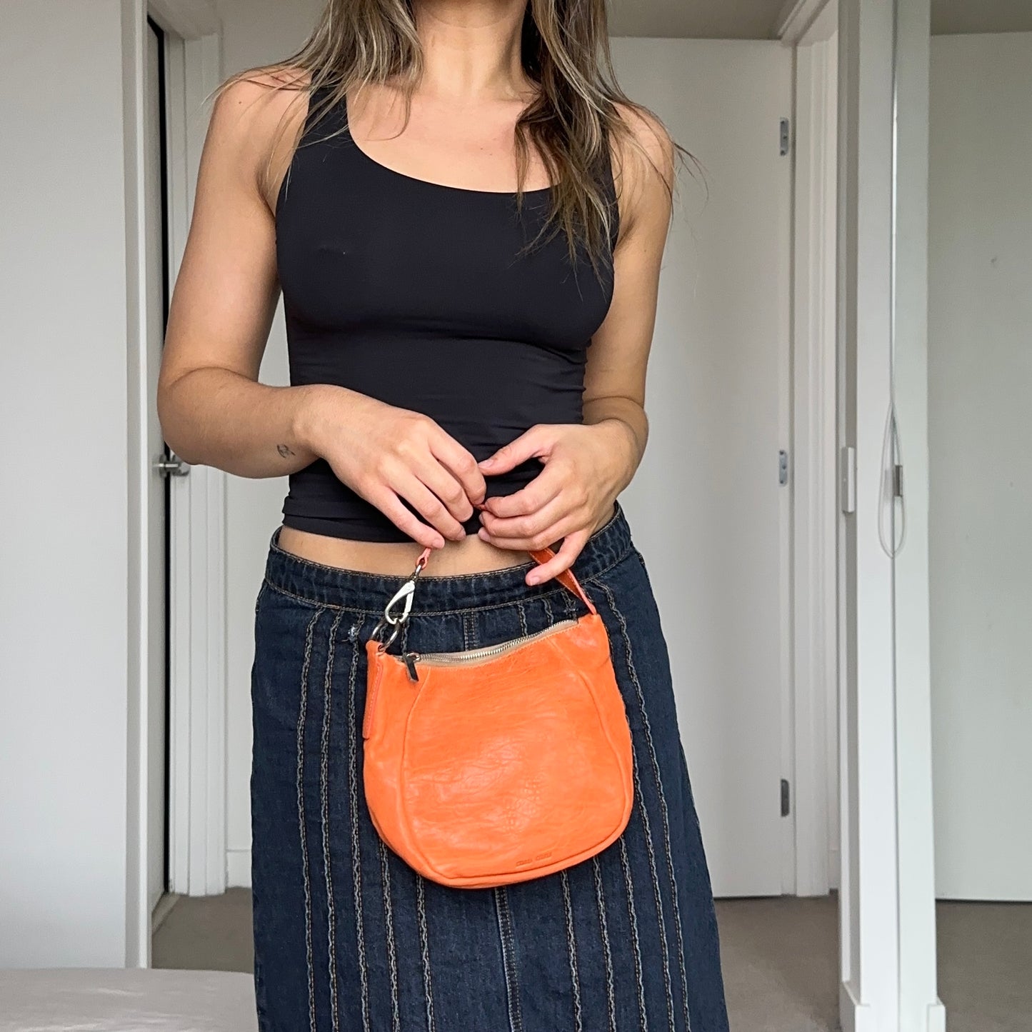 Miu Miu Mini Orange Clasp Hook Bag