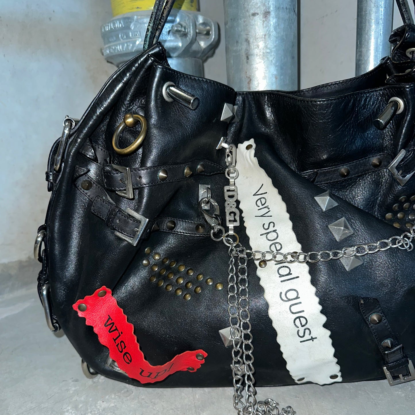 Dolce & Gabbana Rare SS2003 Leather Buckles and Chains Bag