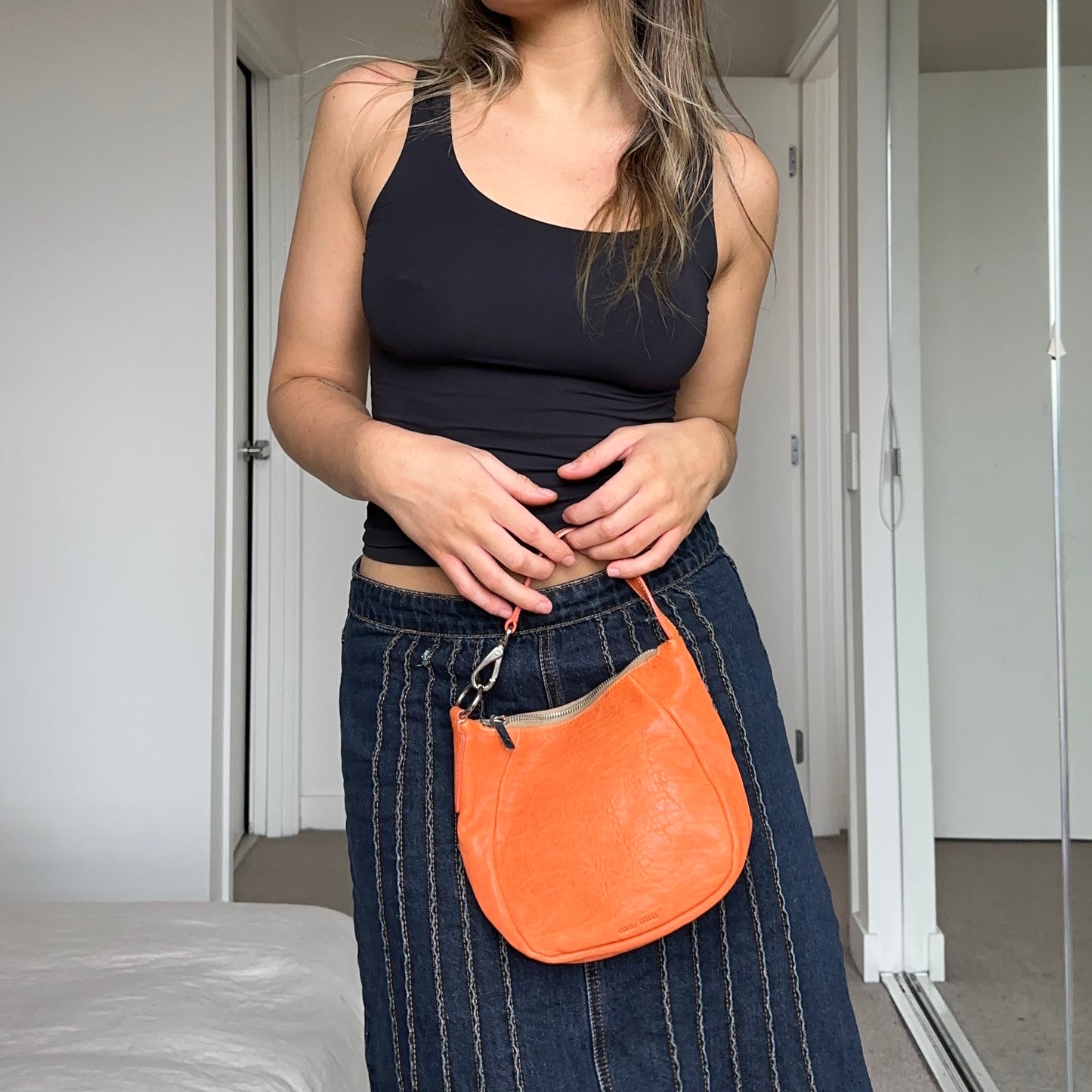 Miu Miu Mini Orange Clasp Hook Bag
