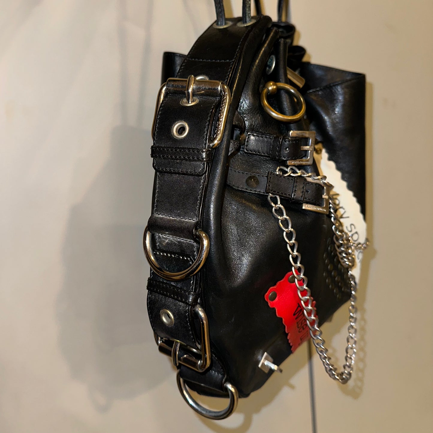 Dolce & Gabbana Rare SS2003 Leather Buckles and Chains Bag