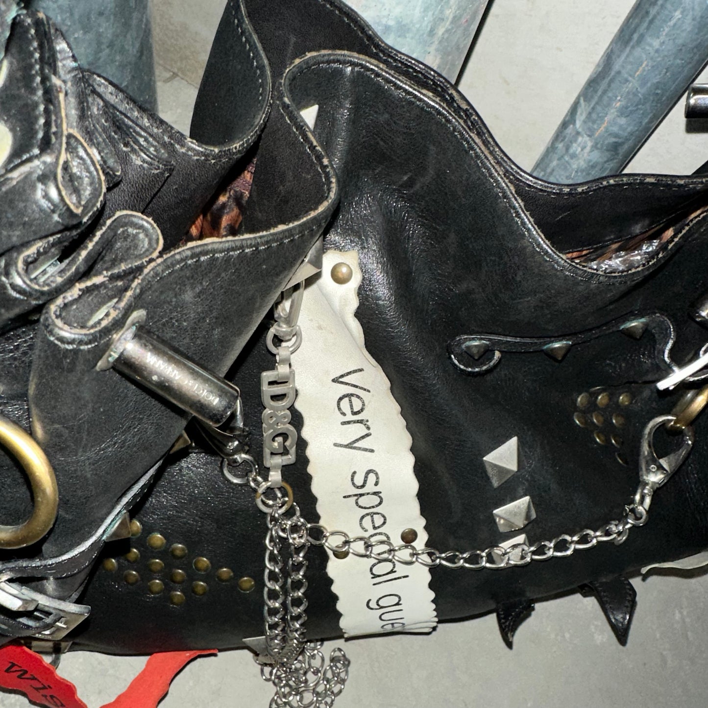 Dolce & Gabbana Rare SS2003 Leather Buckles and Chains Bag