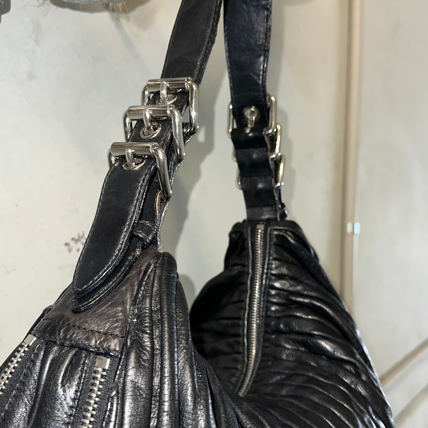 Miu Miu Rare Large Leather Buckle Crescent Bag