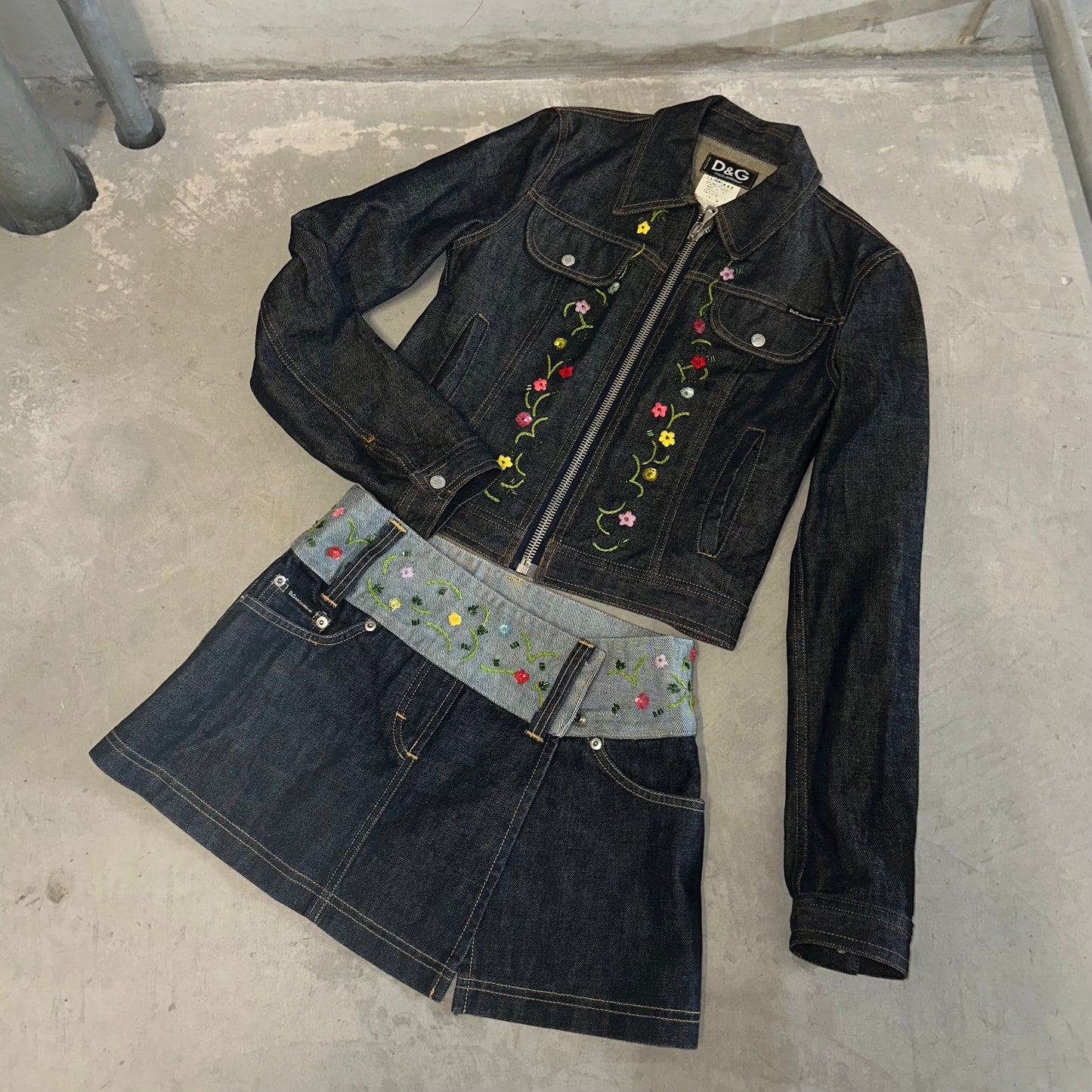 D&G Beaded Floral Denim Set