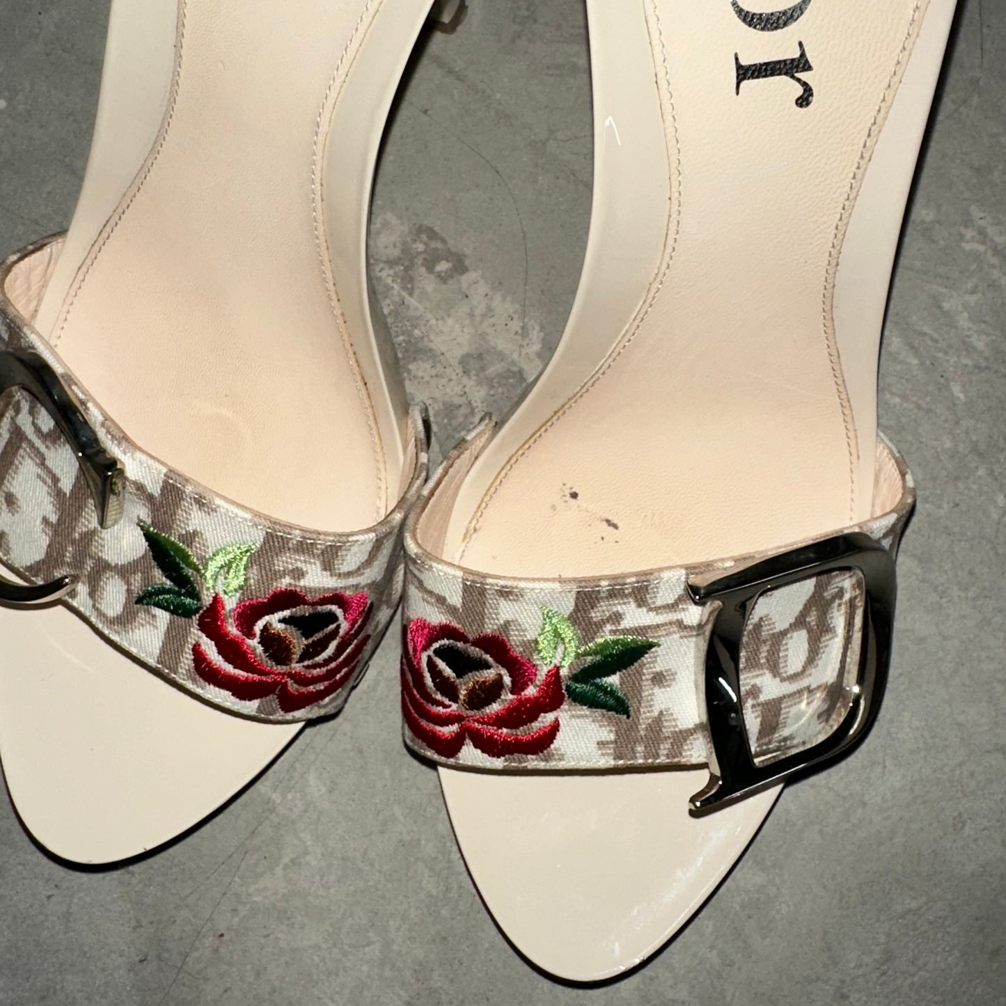 Dior Embroidered Trotter Heels (37.5)