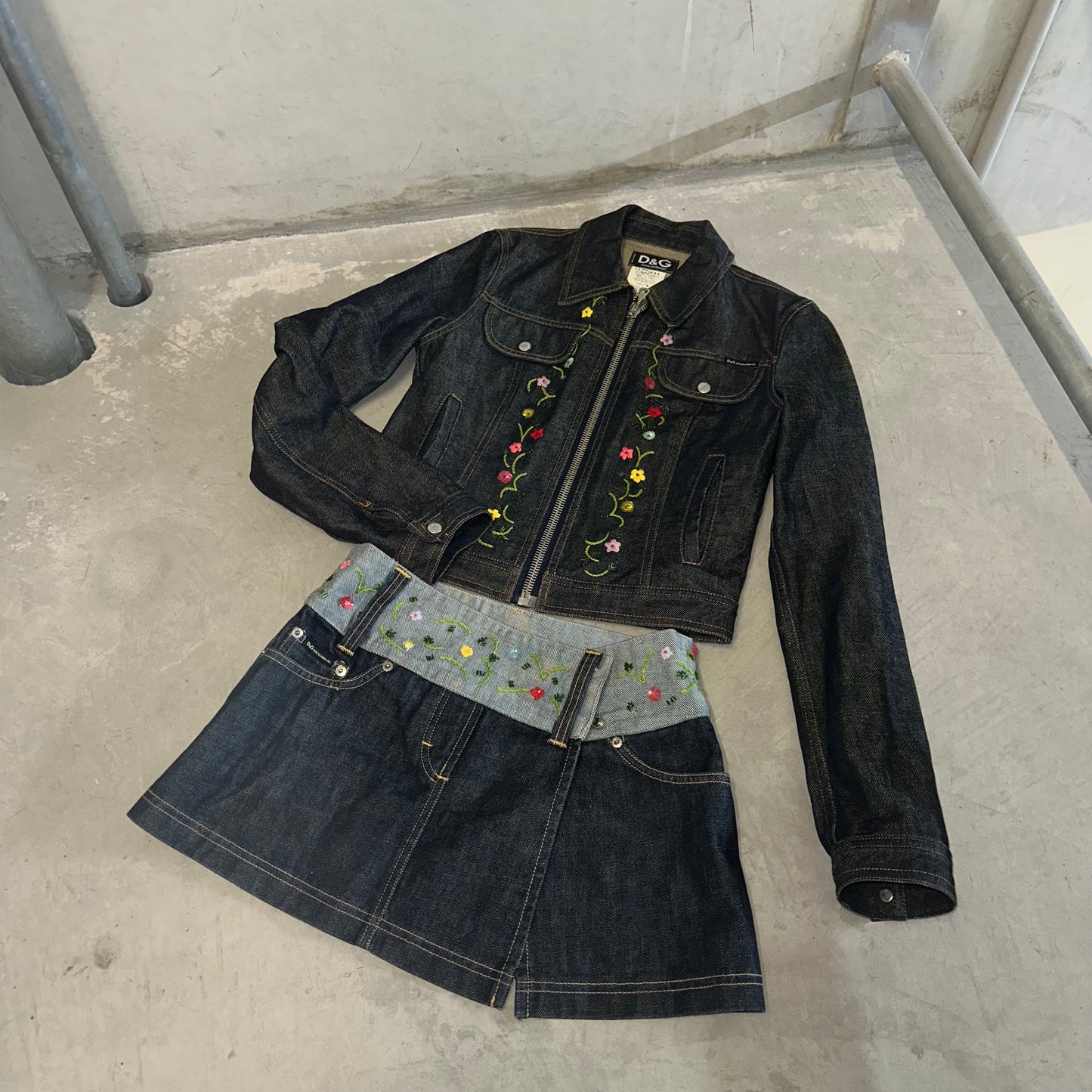 D&G Beaded Floral Denim Set