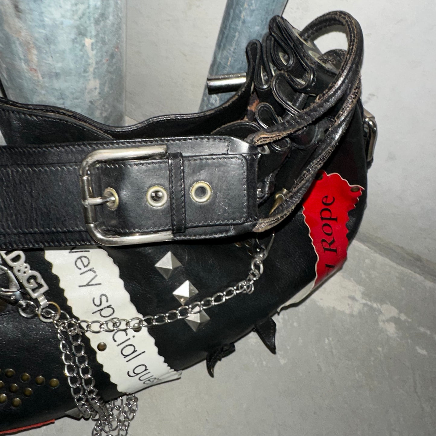 Dolce & Gabbana Rare SS2003 Leather Buckles and Chains Bag