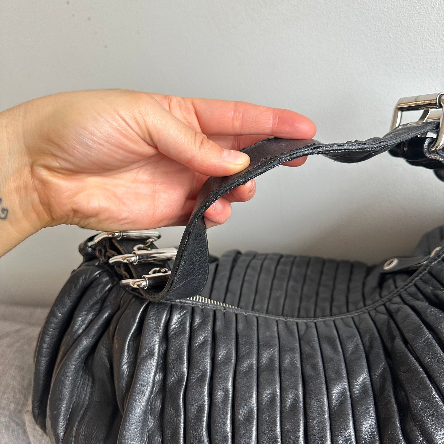 Miu Miu Rare Large Leather Buckle Crescent Bag