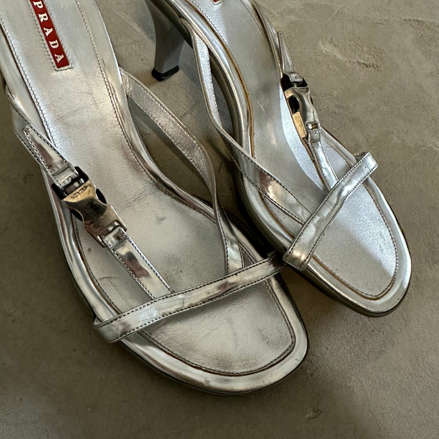 Prada Silver Buckle Heels (39.5)