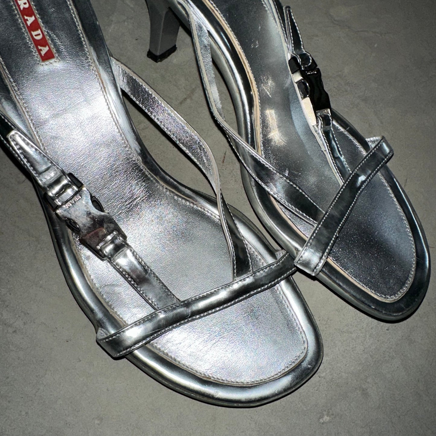 Prada Silver Buckle Heels (39.5)