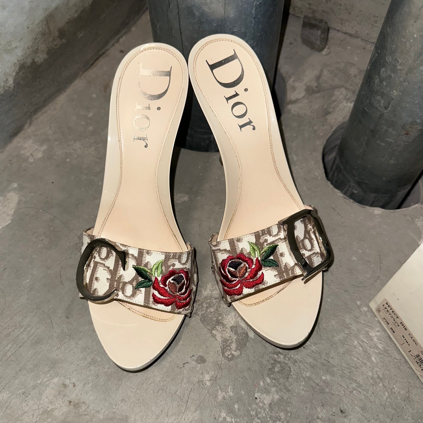 Dior Embroidered Trotter Heels (37.5)