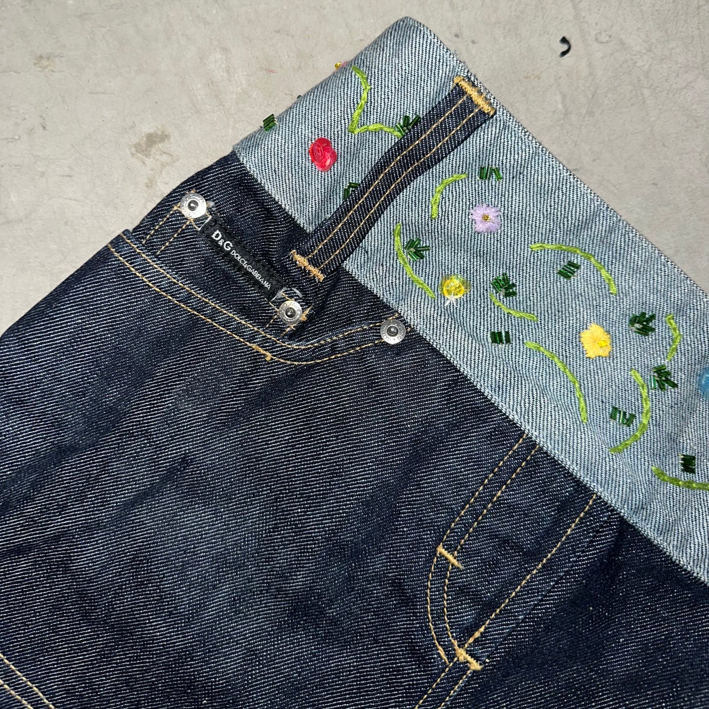 D&G Beaded Floral Denim Set