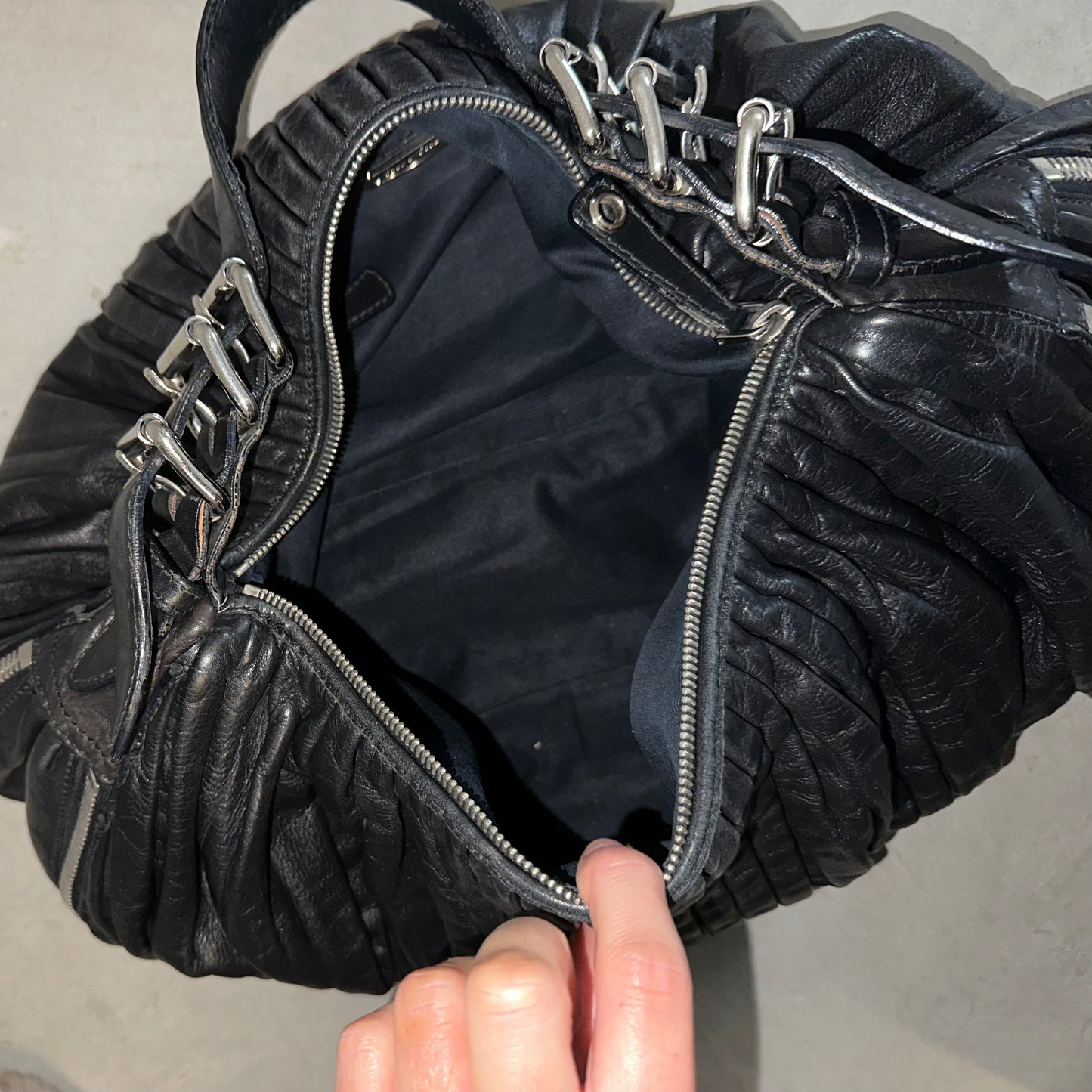 Miu Miu Rare Large Leather Buckle Crescent Bag