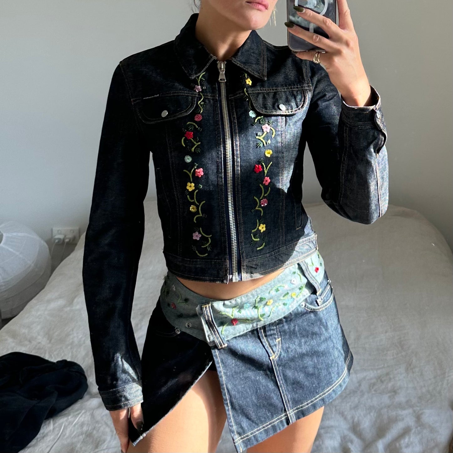 D&G Beaded Floral Denim Set