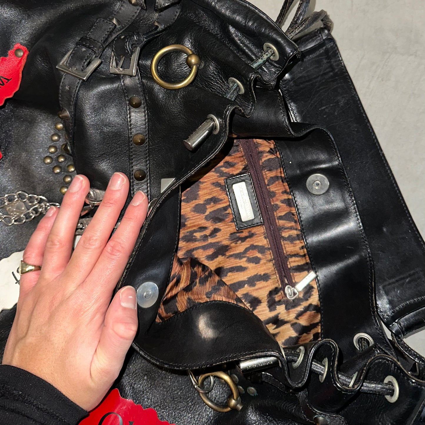Dolce & Gabbana Rare SS2003 Leather Buckles and Chains Bag
