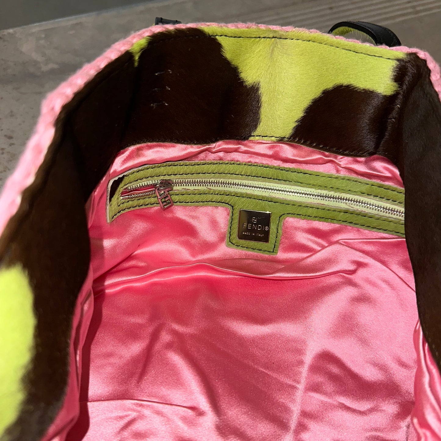 Fendi Rare Floral Knit and Cowhide Tote