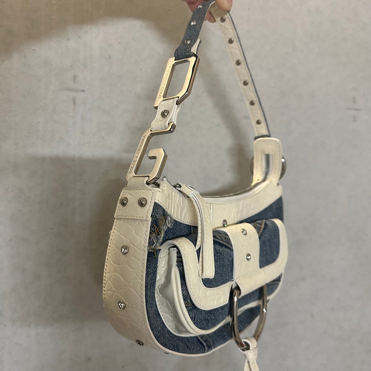 Dolce & Gabbana Denim Flap Front Shoulder Bag